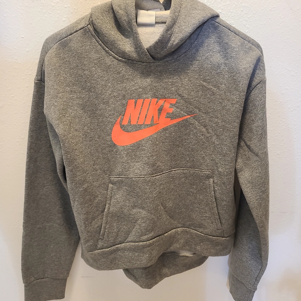 Nike Gray Hoodie with Pink Logo